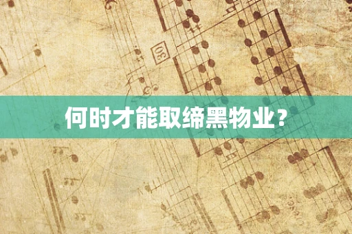 何时才能取缔黑物业？
