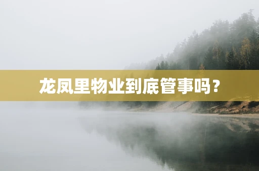 龙凤里物业到底管事吗？
