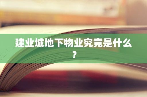 建业城地下物业究竟是什么？